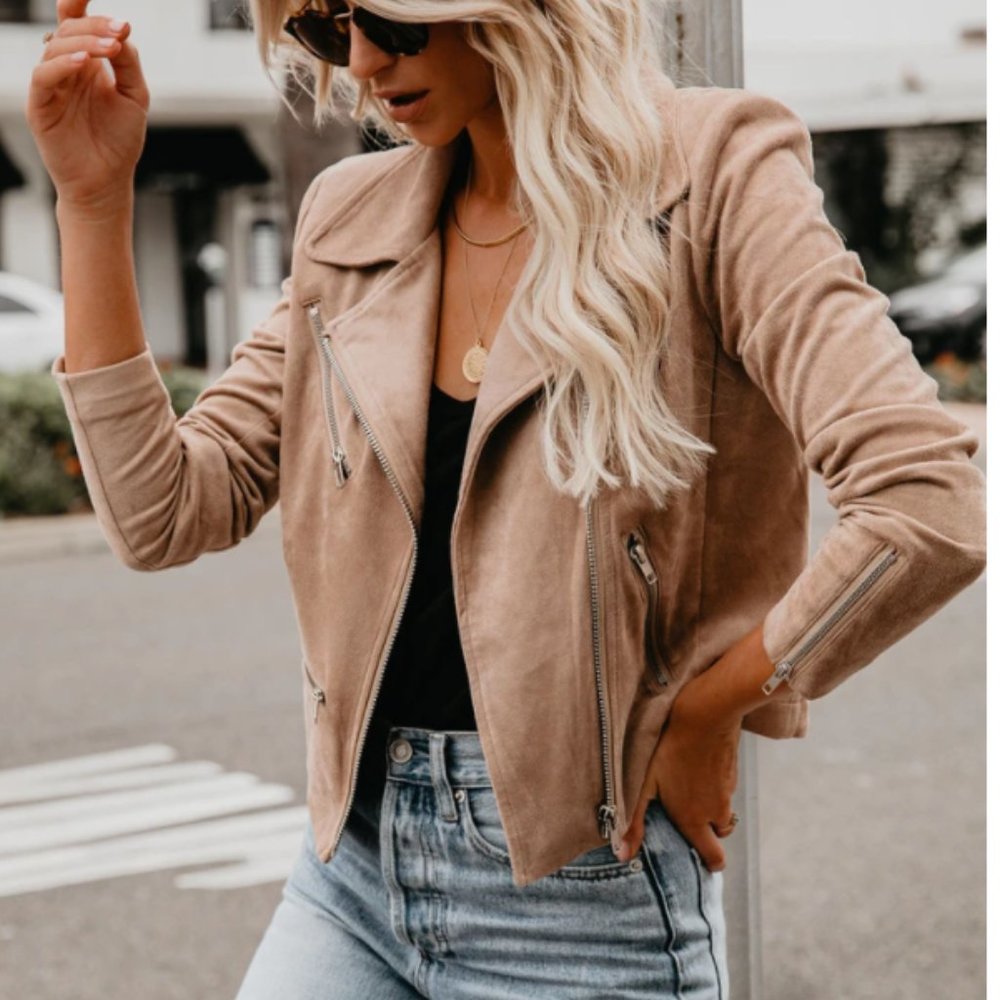 ZOFIA Faux Leather Moto Jacket